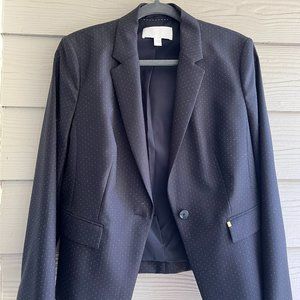 BOSS Hugo Boss Blazer Womens 8 Black Dot Wool Stretch Button Front Lightweight